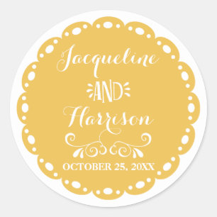 Papel Picado Umschlag Aufkleber Yellow Fiesta Wedd