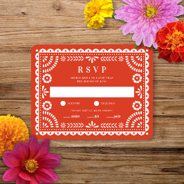 Papel Picado Warm Red | RSVP-Karte für Hochzeitser RSVP Karte