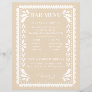 Papel Picado Wedding Bar Menu Modernes mexikanisch