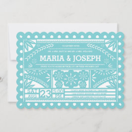 Papel Picado Wedding Blue Einladung