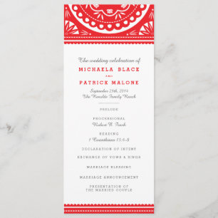 Papel Picado Wedding Program - Red - Programm