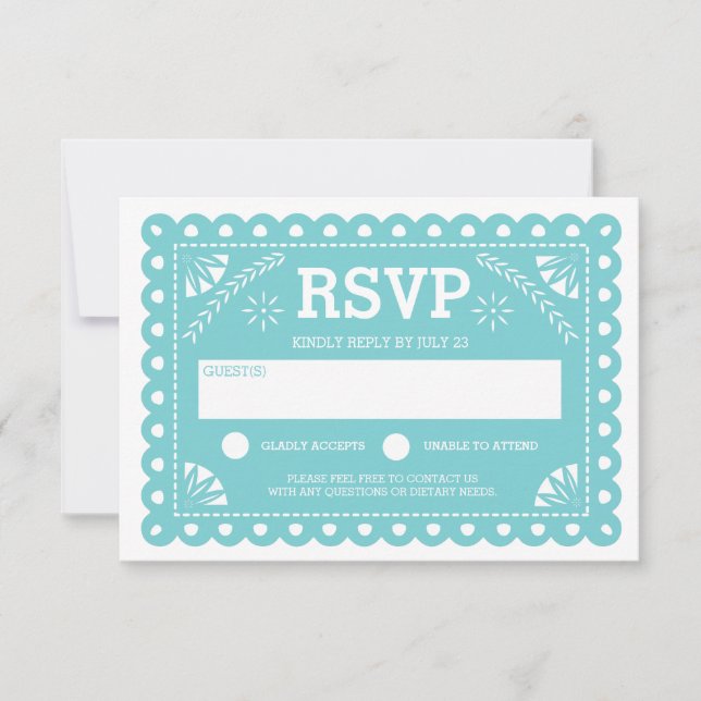 Papel Picado Wedding RSVP Karte (Vorderseite)