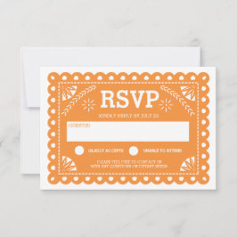 Papel Picado Wedding RSVP Orange Karte