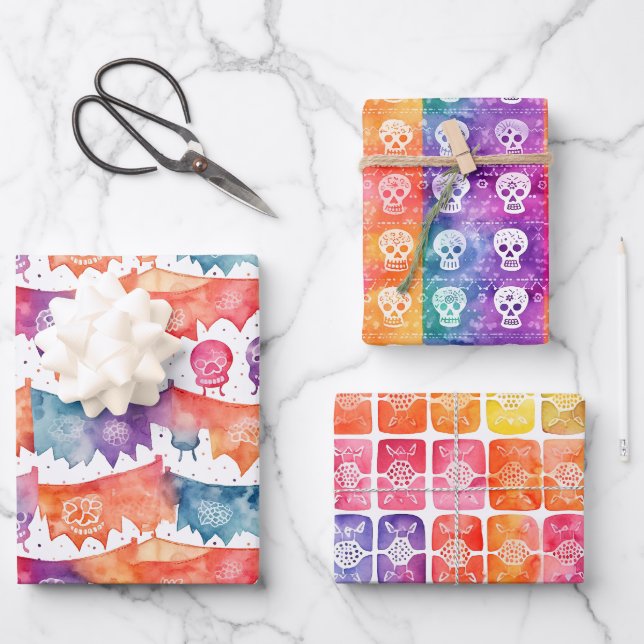 Papel Picado Wrapping Paper Geschenkpapier Set (Vorderseite)