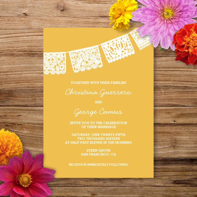 Papel Picado Yellow | Einladung zur Hochzeit (Von Creator hochgeladen)
