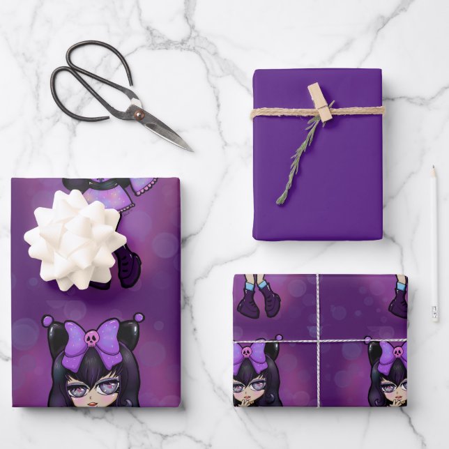 Papel regalo diseño Kuromi fanart  Geschenkpapier Set (Vorderseite)