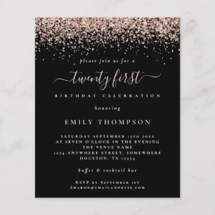 PAPER 21st Party Black Einladung Flyer