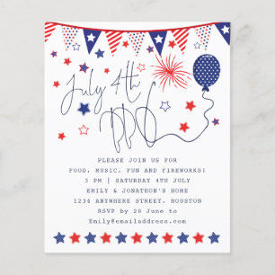 PAPER 4. Juli Red White Stars Skript einladen Flyer