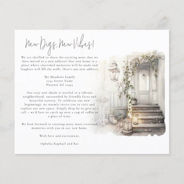 PAPER Aquarell Zuhause Illustration Neue Adresse Flyer (Vorne)