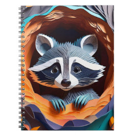 Paper Art Baby Raccoon in Tree 3D Notizblock
