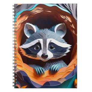Paper Art Baby Raccoon in Tree 3D Notizblock