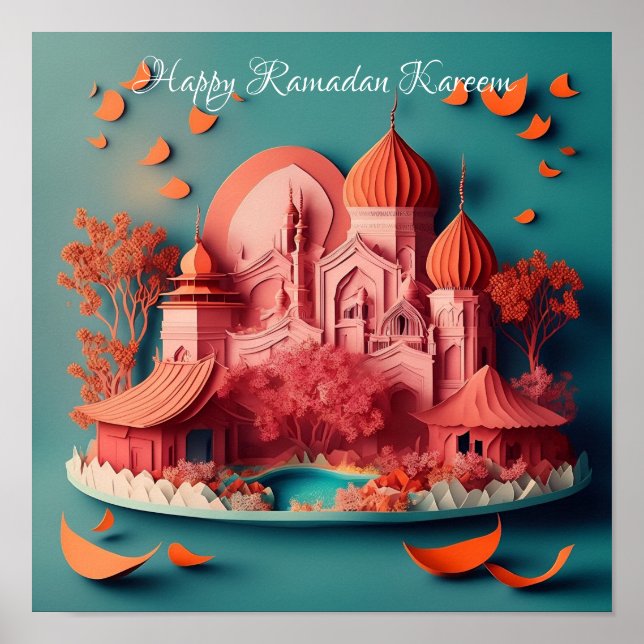 Paper Art Happy Ramadan Leinwand Poster (Vorne)