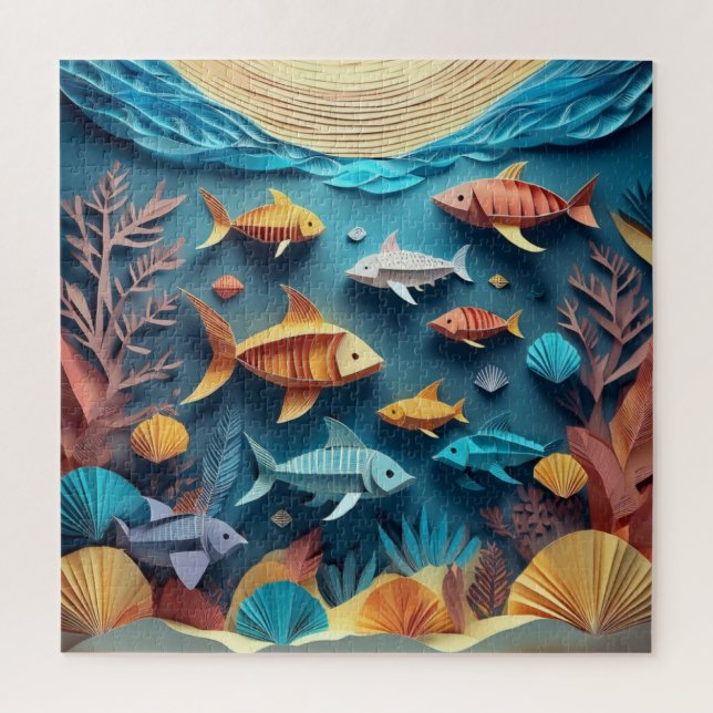 Paper Art Origami Sea Life Scene 3D (Vertikal)