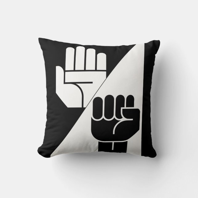 Paper Beats Rock – Minimalist Black & White art Kissen (Vorderseite)