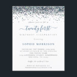 PAPER Blue Glitter Flyer<br><div class="desc">Peacock Blue Glitter Twenty First Party Gast. A great value PAPER (not card) alternative WITHOUT ENWICKES at SMALLER size 4.5" x 5.6" and at budget price. (Standard A6 enwickes are the nearest size to fit) A border of falsch glitter in peacock blue is at the top on each side, and...</div>