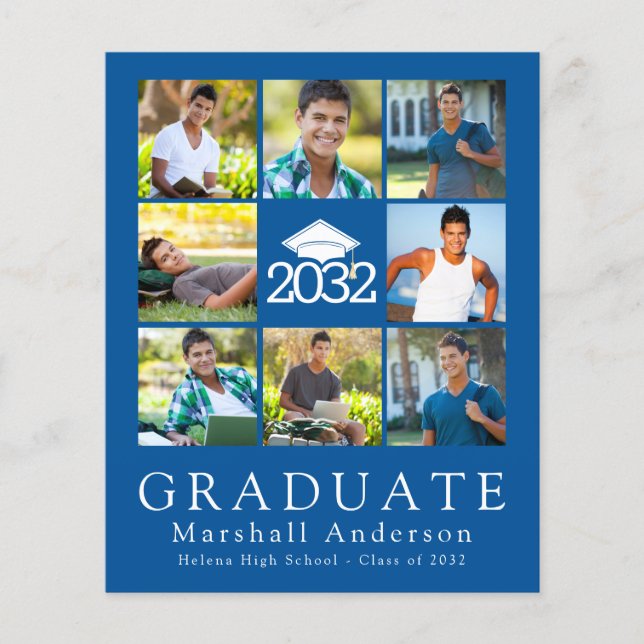 PAPER Blue Graduate Cap Tassel Foto Ankündigung Flyer (Vorne)