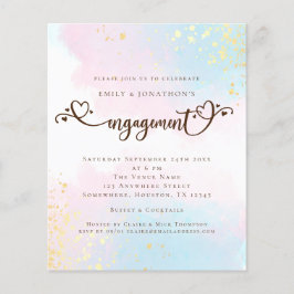 PAPER Blue Pink Watercolor Herzenskript-Verlobung Flyer
