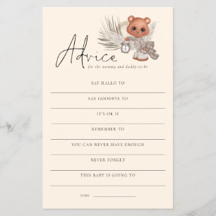 PAPER Boho Bear Advice Mama Vater Baby Showspiel Flyer