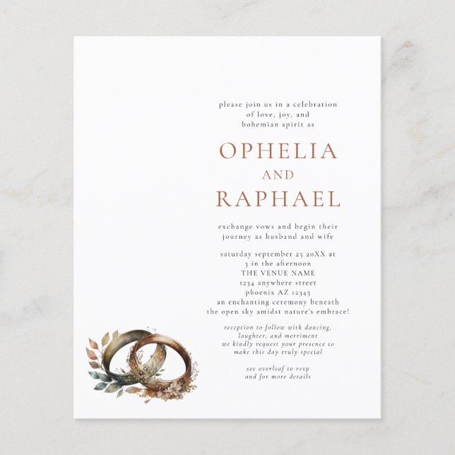 PAPER Boho Rings Bohemisch Hochzeitseinladung Flyer (Vorne)