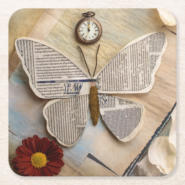 Paper Butterfly Coaster Rechteckiger Pappuntersetzer (Vorderseite)