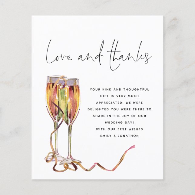 PAPER Champagne Script Foto Hochzeit Vielen Dank Flyer (Vorne)