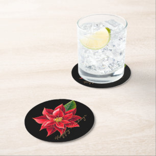 Paper Christmas Untersetzer Happy Holidays Poinset