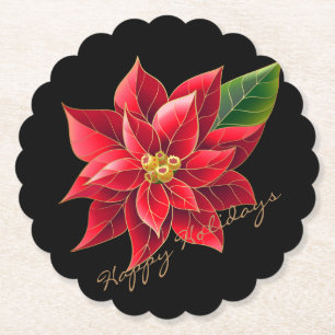 Paper Christmas Untersetzer Happy Holidays Poinset