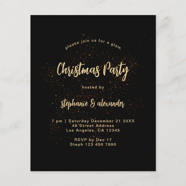 PAPER Classy Gold Black Christmas Party Einladung Flyer (Vorne)