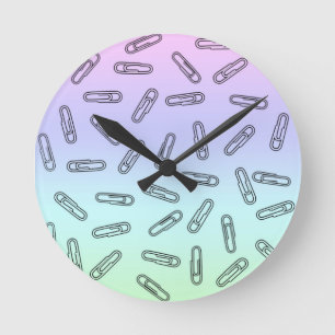 Paper Clips Over Rainbow Runde Wanduhr
