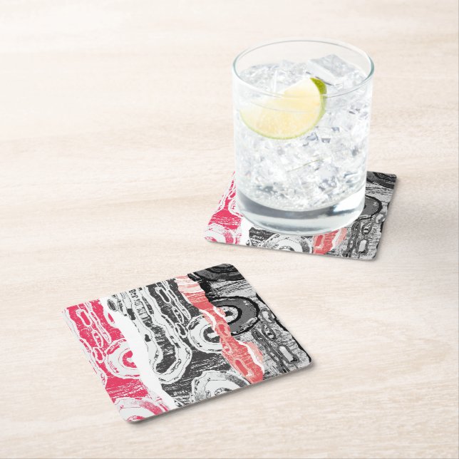 Paper Coaster – Abstrakte Landschaft Rechteckiger Pappuntersetzer (Vor Ort)
