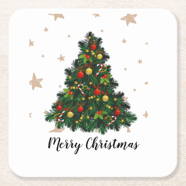 Paper CoasterChristmas Tree Snowman Christmas Part Rechteckiger Pappuntersetzer (Vorderseite)