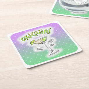 PAPER COASTERS - DAIQUIRI-REZEPT COCKTAIL-KUNST RECHTECKIGER PAPPUNTERSETZER