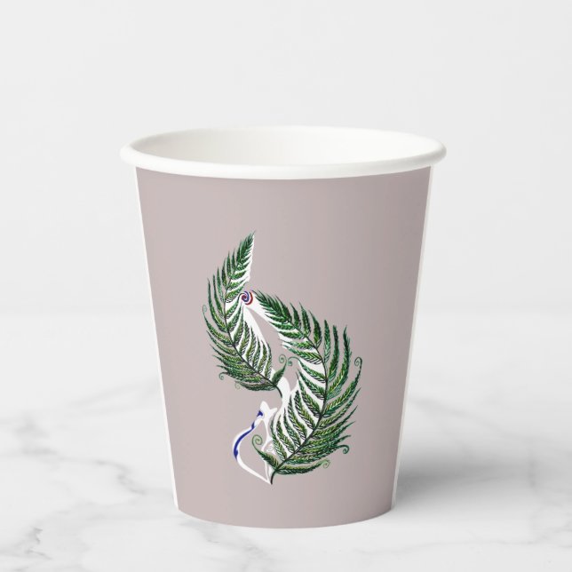 Paper cup Aotearoa Country Shape Fern with Text Pappbecher (Vorderseite)