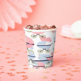 Paper Cup Baby Dusche Baby Buggyen rosa/blau Pappbecher