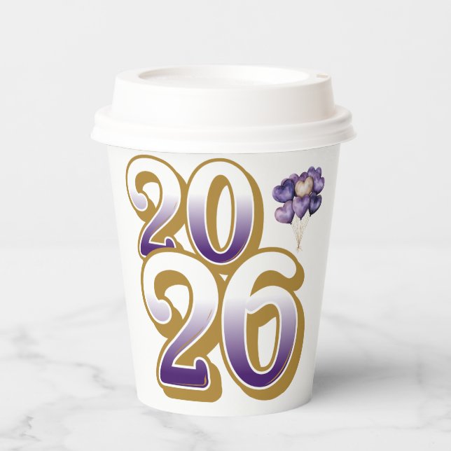 Paper cup-Happy New Year 2026 Tableware Set Pappbecher (Vorderseite)