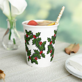 Paper Cup - Kränze von Holly-Blätter und Berries Pappbecher