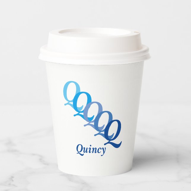 Paper Cup - Schattige Initialen, Name in Blues Pappbecher (Vorderseite)