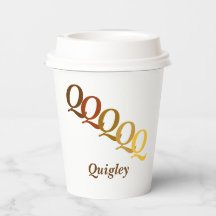 Paper Cup - Stepped Initials, Name in Browns