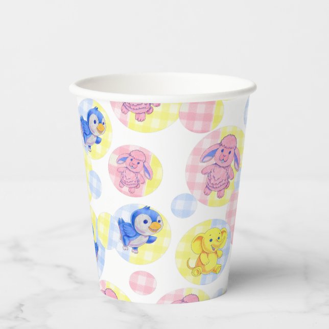 Paper Cup Toy Animal Gingham Pappbecher (Vorderseite)