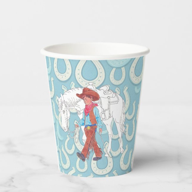 Paper Cup Young Cowboy and Pferd Pappbecher (Vorderseite)