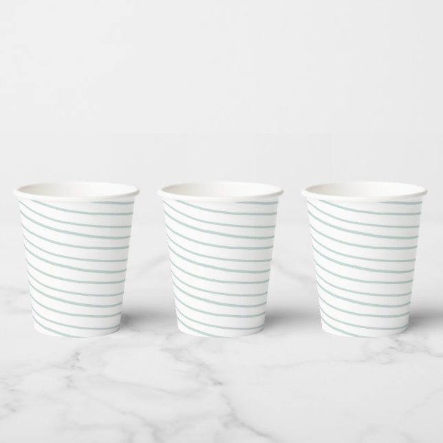 Paper Cups (236 ml) - Blue Stripes Pappbecher (Multi)