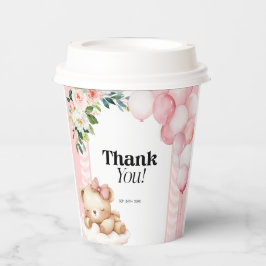 Paper Cups Baby Dusche Danke Pink Girl Bear Pappbecher