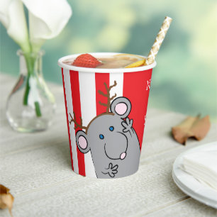 Paper Cups "Merry ChristMouse" 8 oz. Pappbecher