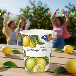 Paper Cups Set with Lemon Print – Mediterranean  Pappbecher
