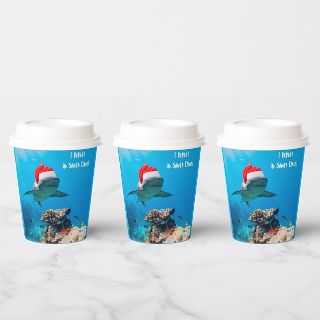 Paper cups, Shark Christmas Pappbecher (Multi)