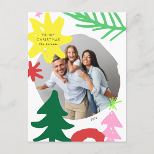 Paper Cutouts Moderne Abstrakte Weihnachtsfotokart Feiertagspostkarte