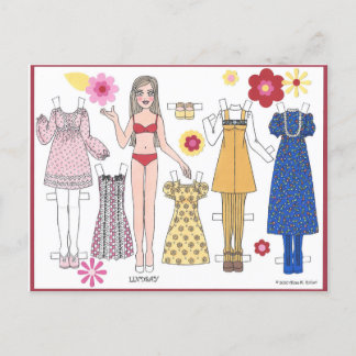 Paper Doll Postcard MOD DOLLIES "Lindsay" Postkarte