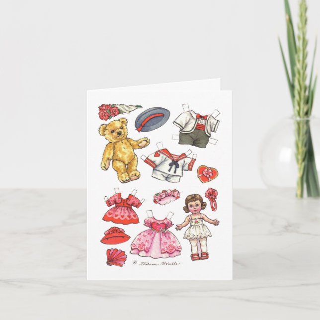 Paper Doll Valentine Feiertagskarte (Vorderseite)