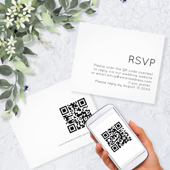 PAPER Einfaches QR-Code Schwarz-weiße HochzeitsrSV Flyer (Von Creator hochgeladen)