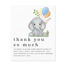 PAPER Elephant Boy Baby Dusche Blau Vielen Dank